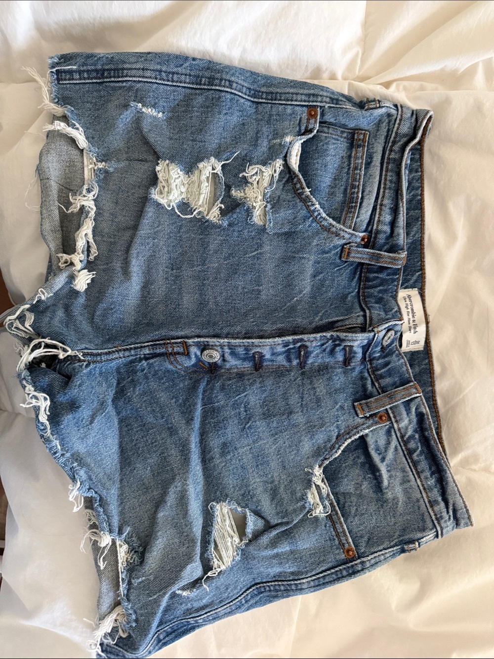 Distressed Blue Denim Women’s Shorts - Casual High-Rise